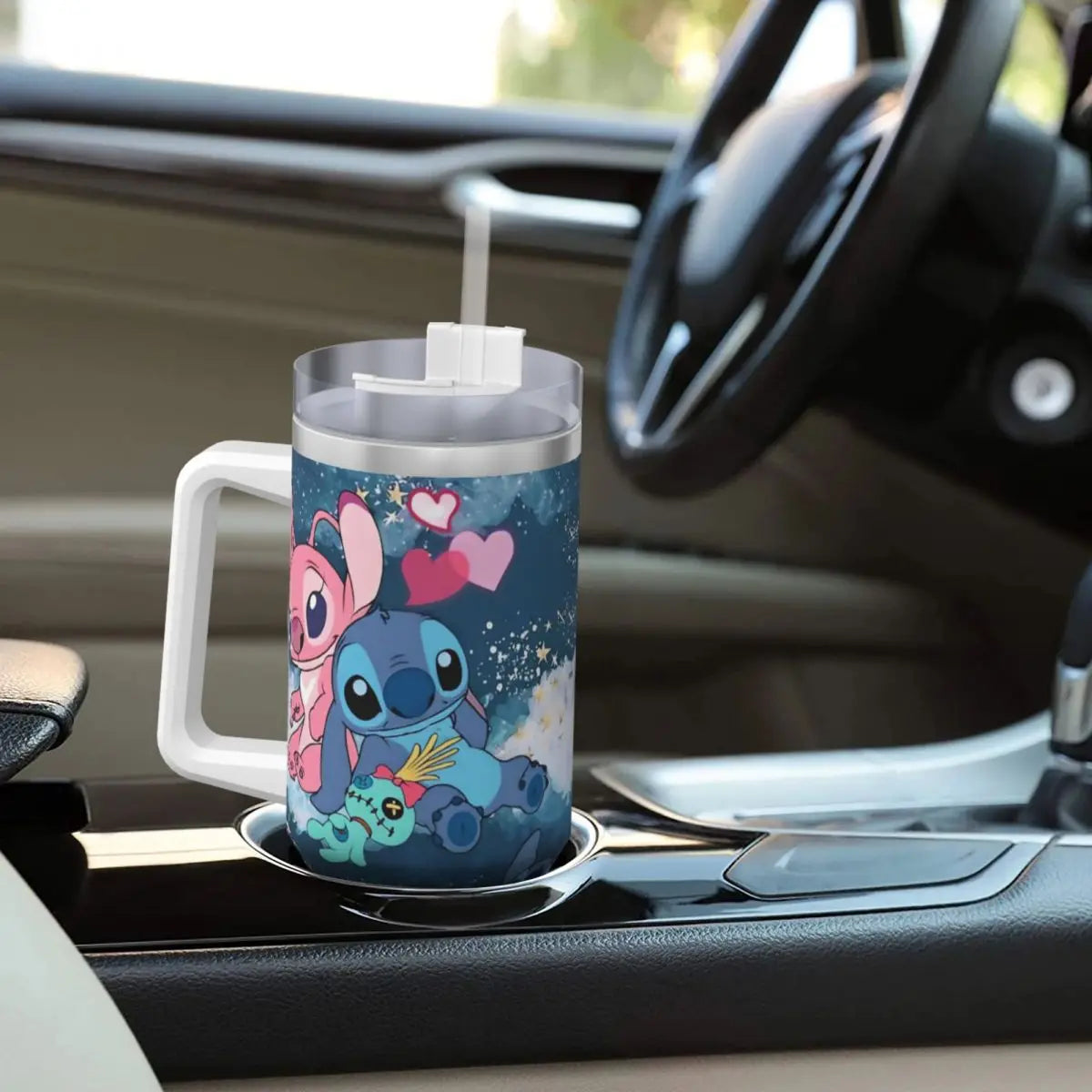 Stainless Steel Tumbler   Stitch Mugs Cup With Straws Travel Cold and Hot Water Bottle Heat Preservation 40oz Thermal Mug