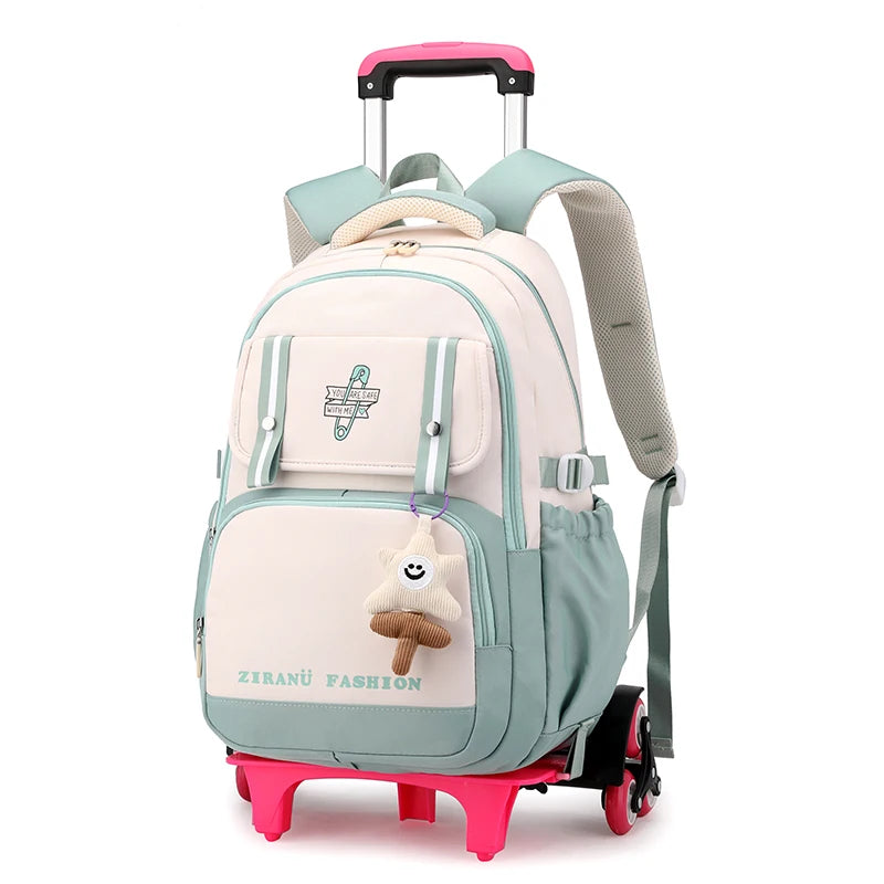 School Backpack with wheels Rolling Backpack for Girls Kids Student Wheeled Backpack Trolley School Bag Travel Trolley Luggage
