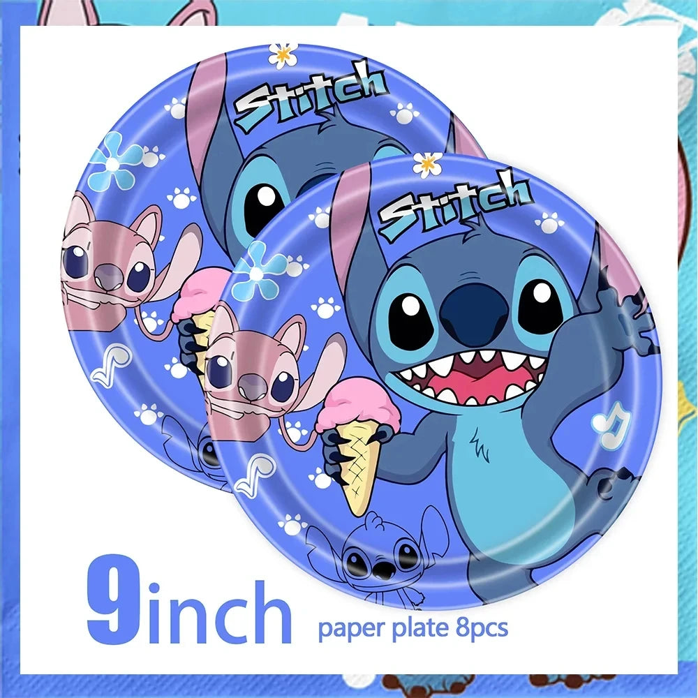 Lilo & Stitch Birthday Party Decorations Stitch Foil Balloons Disposable Tableware Set Backdrop Plate Napkin Kids Party Supplies
