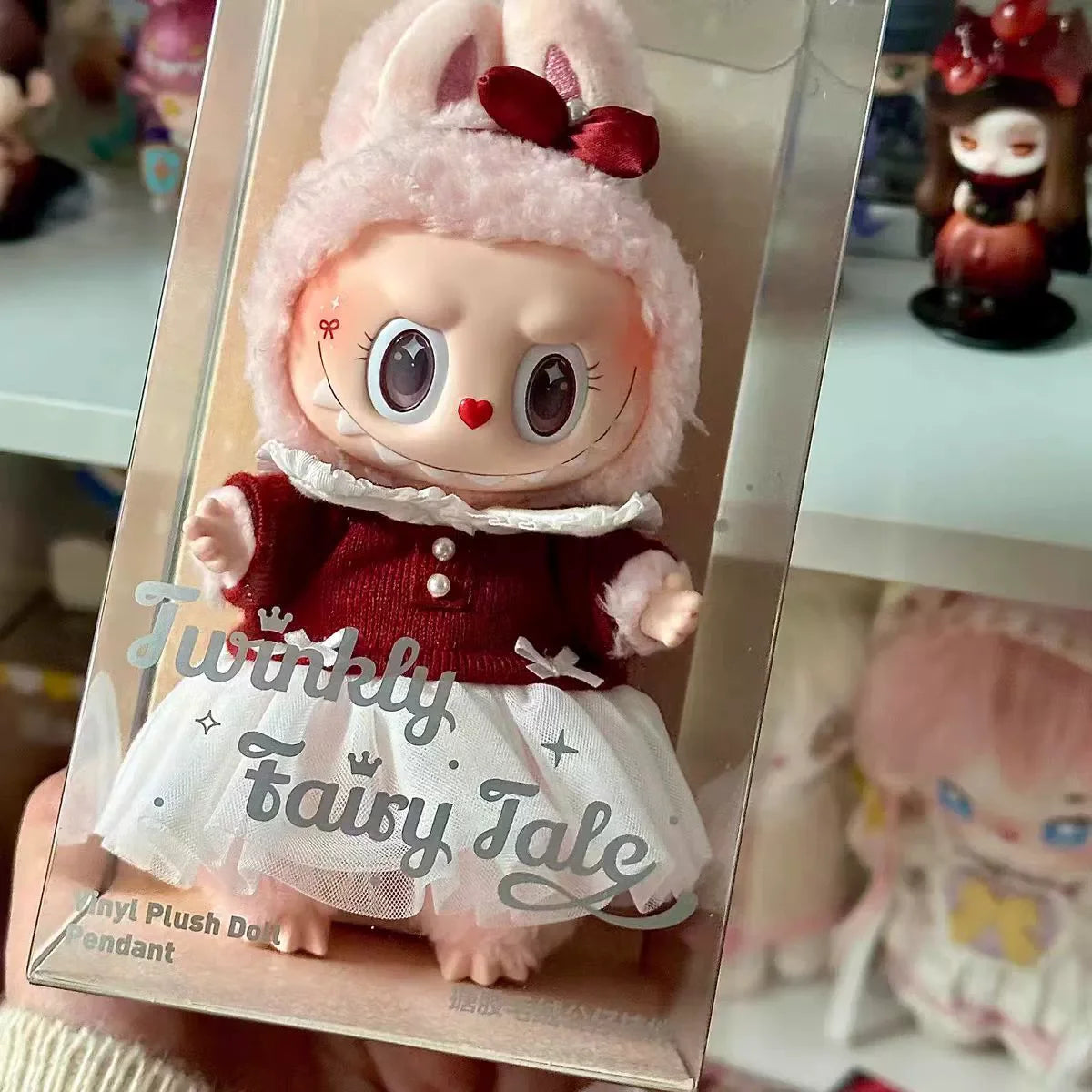 Copy High Quality Version New Product Labubu Sweetheart Doll Mokoko First Generation Plush Pendant Vinyl Pulling Cloth Hanging D