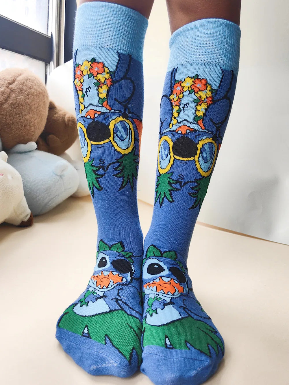 Diseny Stitch Cartoon Long Woman Socks Stitch Kawaii Men Socks Creative Skateboard socks Fashion knee-high Socks Size 37-45