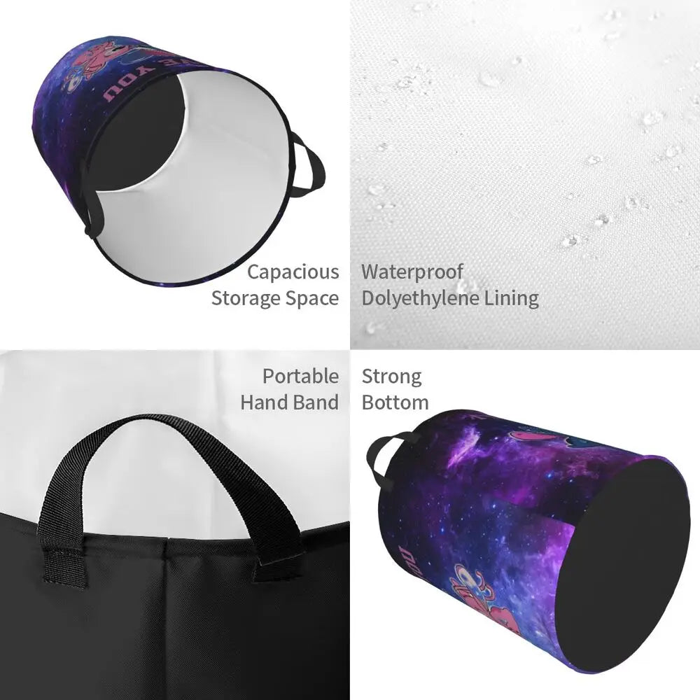 Custom Stitch Cartoon Anime Laundry Basket Foldable Clothes Hamper for Baby Kids Toys Storage Bag