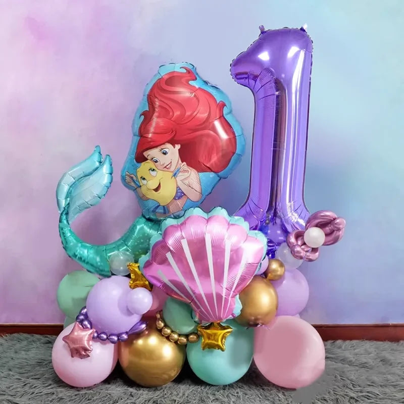 Mermaid Ariel Princess Birthday Party Decorations Disposable Tableware Plate Straw Cup Balloons Baby Shower Party Supplies