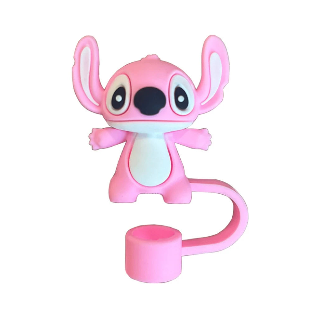 MINISO 1-7pcs 3D Stereo Stitch Straw Cover Cap 10MM Drink Straw Plug Reusable Fit Cup Accessories Straw Cap Charms Pendant Gift