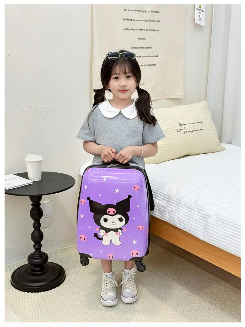 New 18-Inch Suitcase Kawaii Kuromi Kids Trolley Case Student Cartoon Luggage Girls Travel Portable Boarding Case Kids Toys Gift