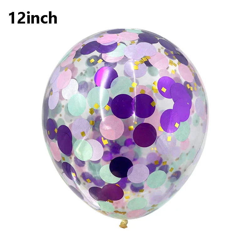 10PCS/PACK 12 inch Mermaid Theme Latex Confetti Balloons Mermaid Party Decoration Globos for Girl Mermaid Birthday Party Decor