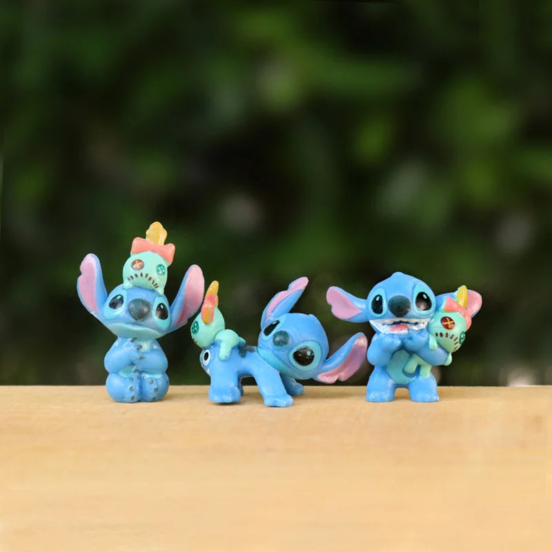 Miniso 6-Pack Lilo & Stitch Cartoon Cute Character Models Collection Anime Tabletop Decorations Birthday Cake Decorations Kids T