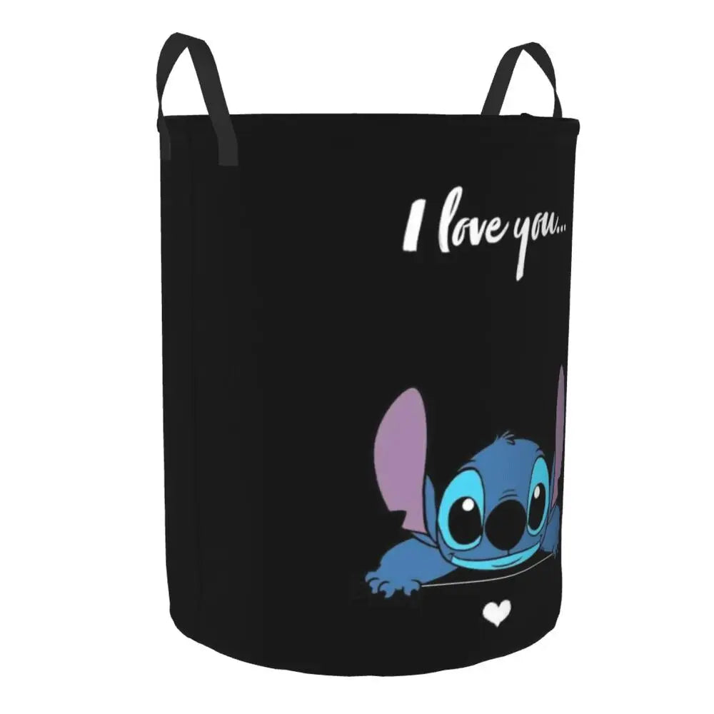 Customized SLilo And Stitch Cartoon Laundry Hamper Large Storage Basket Anime Kids Nursery Toy Organizer