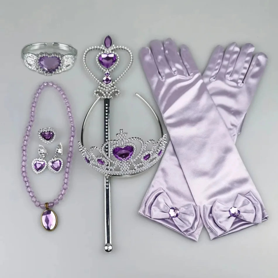 Girls Pink Cosplay Aurora Princess Crown Magic Wand Costume Headband Party Rhinestone Hair Bands For Kids Hairband Gifts Toys