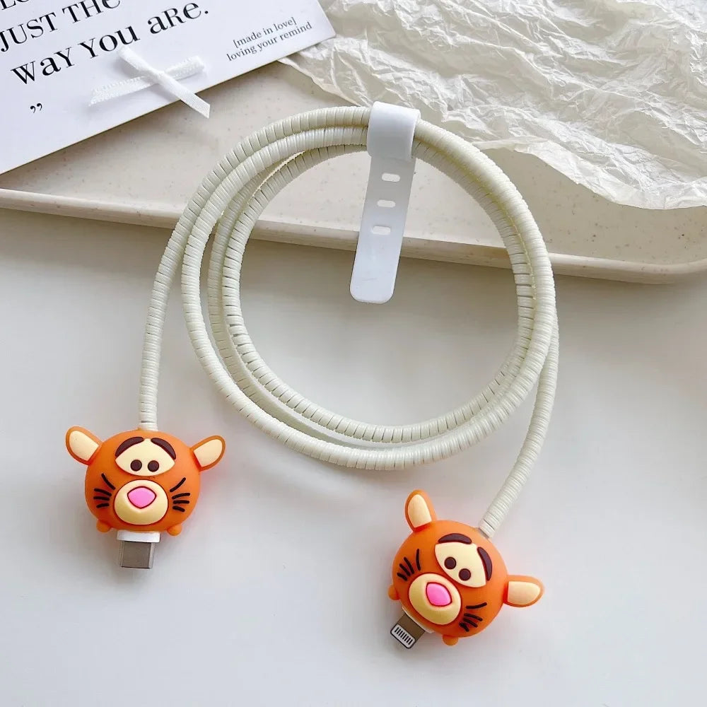 New Cartoon Charger Cable Protector for IPhone 15 14 13 12 18W 20W Charger Protection Cover Stitch Data Line Winder Protective