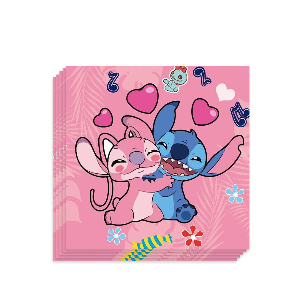 Pink Lilo & Stitch Angel Birthday Party Supply Disposable Tableware Paper Cups Plate Girls birthday party Baby Shower Decoration