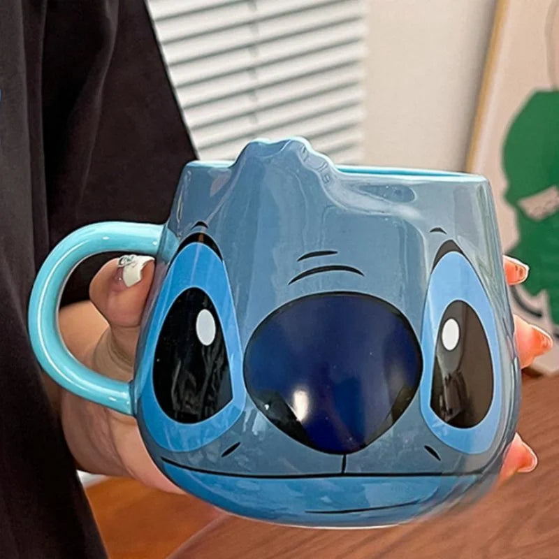 Miniso Stitch Coffee Cup Cartoon Mug Ceramic Cup Kawaii Home Furnishings Milk Cup Cute Holiday Birthday Gifts for Boys and Girls
