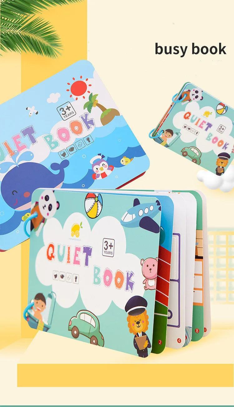 Quiet Book Educational Activity Toys Kids Repeatedly Busy Card Paste Matching Puzzle Books Cognition Baby Montessori Game