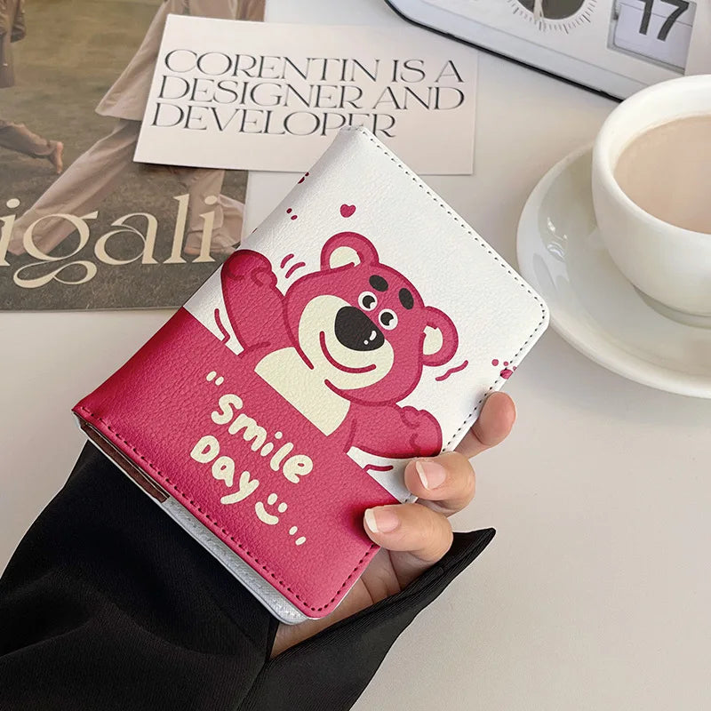 Cute Panda Passport Cover Girl Cartoon Pink Bear Bank Credit Card Passport Holder Case Women Travel Accessories Passport Wallet