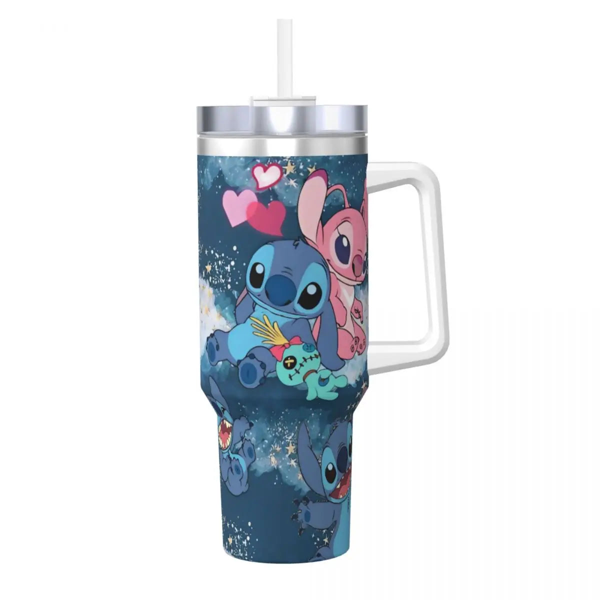 Stainless Steel Tumbler   Stitch Mugs Cup With Straws Travel Cold and Hot Water Bottle Heat Preservation 40oz Thermal Mug