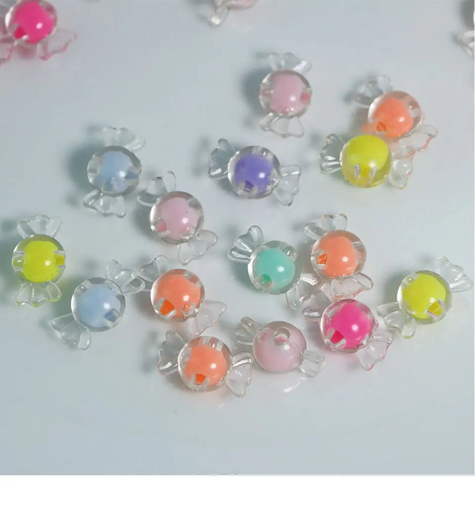 Transparent Candy Beads In Beads For Jewelry Making DIY Kids Hair Accessories Phone Chain Keychain Bracelet Pet Necklace Charms