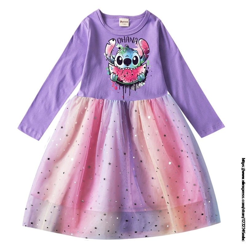 Spring Summer New Children Day Girl Dress Cosplay Costume For Lilo And Stitch Girl Lace Party Birthday Pincess Children Clothing