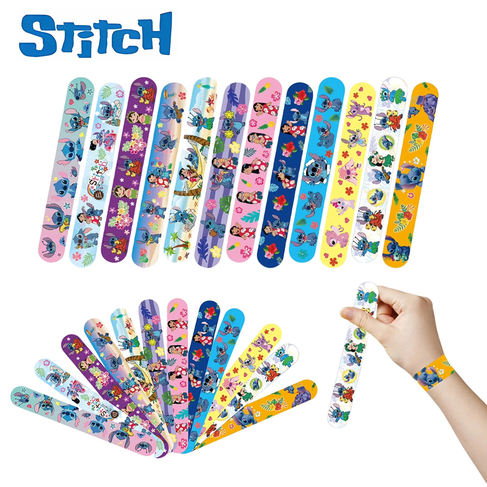 12PCS Lilo&Stitch Toys Stitch Bracelet Wristbands A Aariety Of Anime Doll Characters Children pat circle Educational Birthday Gi