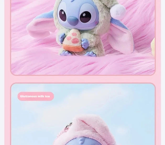 Miniso Stitch Eat Something Before Sleep Series Blind Box Plush Vinyl Toys Cute Doll Replica Mystery Box Bag Pendant Decor Gift