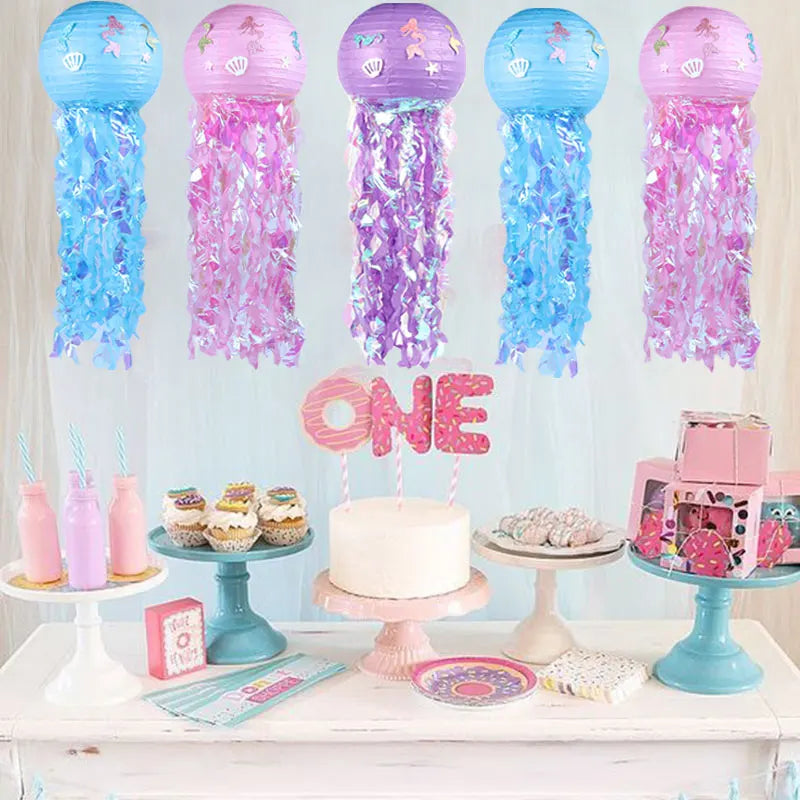 Mermaid Jellyfish Paper Lantern DIY Hanging Little Mermaid Theme Under The Sea Wedding Birthday Party Decoration Supplies