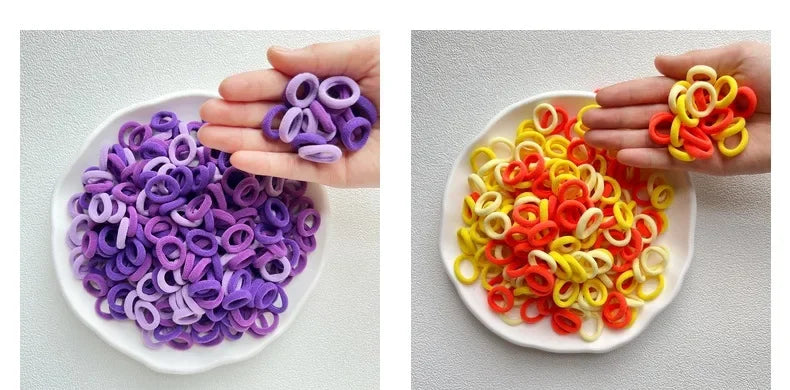 50/100/200PCS Colorful Basic Nylon Ealstic Hair Ties for Girls Ponytail Hold Scrunchie Rubber Band Kids Basic Hair Accessories