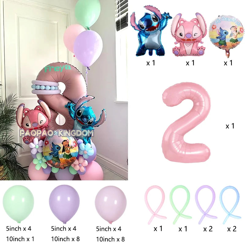Lilo & Stitch Party Balloons Stitch Number Balloon Garland Arch Kit Baby Shower Birthday Party Decor Kids Toy Gift