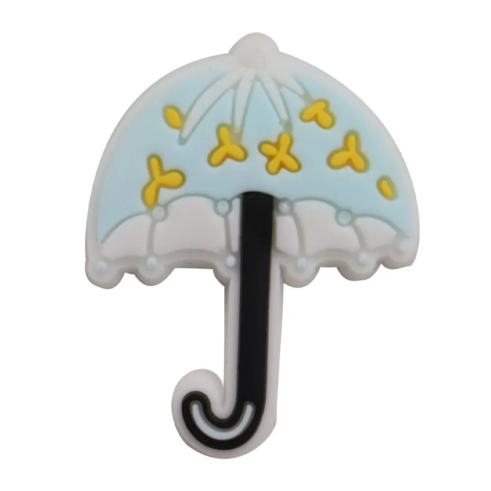 1Pcs PVC Hair Dryer Strawberry Cupcake Kids Shoe Charms Umbrella Crown Pink Series Buckle Clog Accessories Fit X-mas Gift