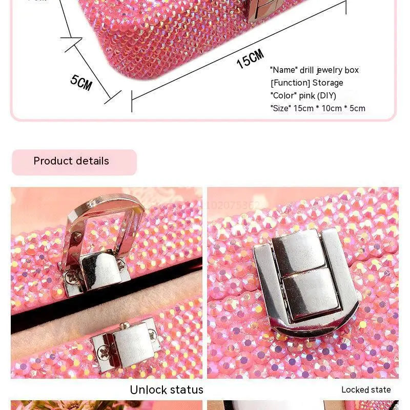 Hello Kitty Creativity Jewelry Box Cartoon Anime Storage Box Jewelry Bag Earrings Necklace Storage Box Diamond Lock Gifts