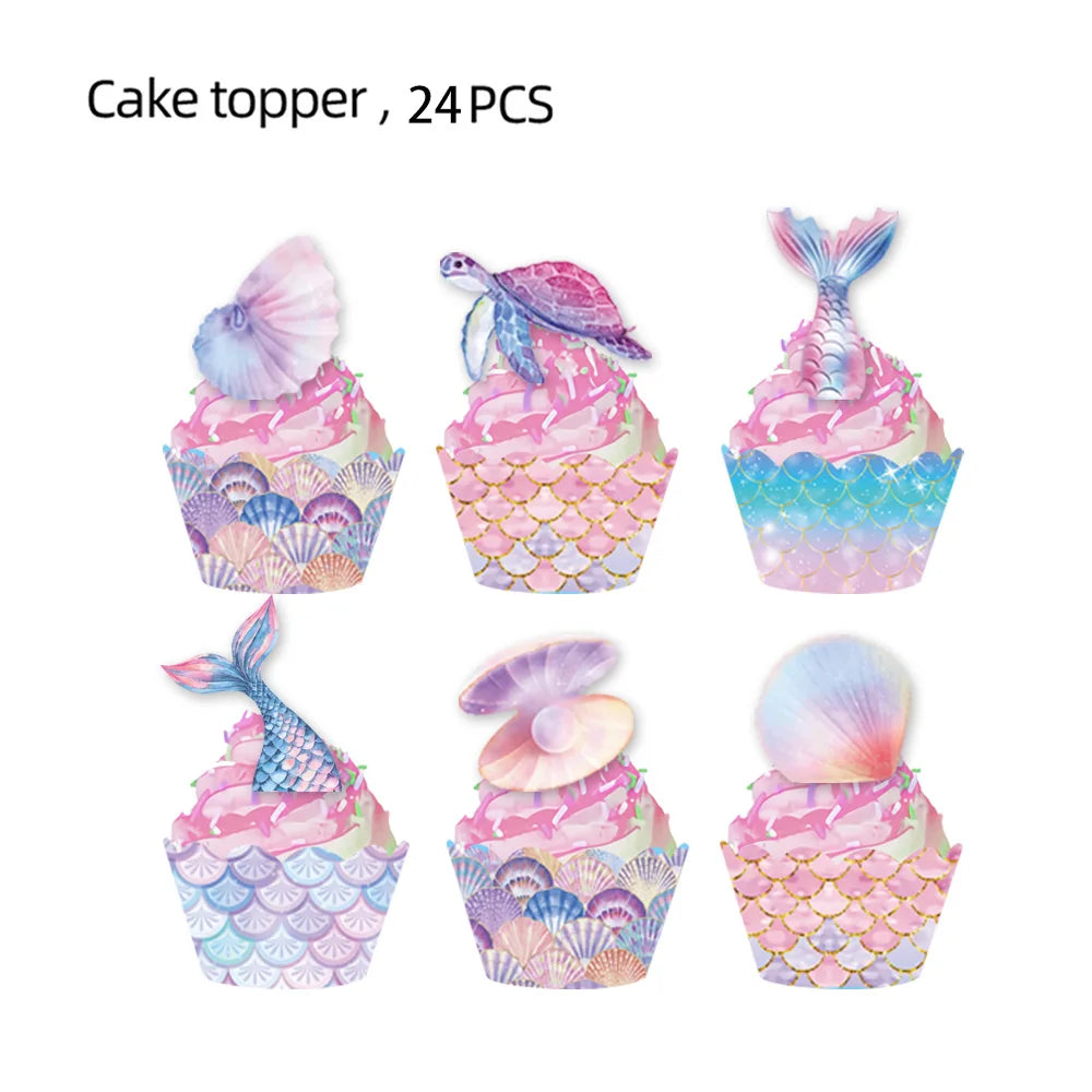 Mermaid Princes Birthday Party Decorations Disposable Tableware Gif Bag Foil Balloon Backdrop Decor Baby Shower Party Supplies