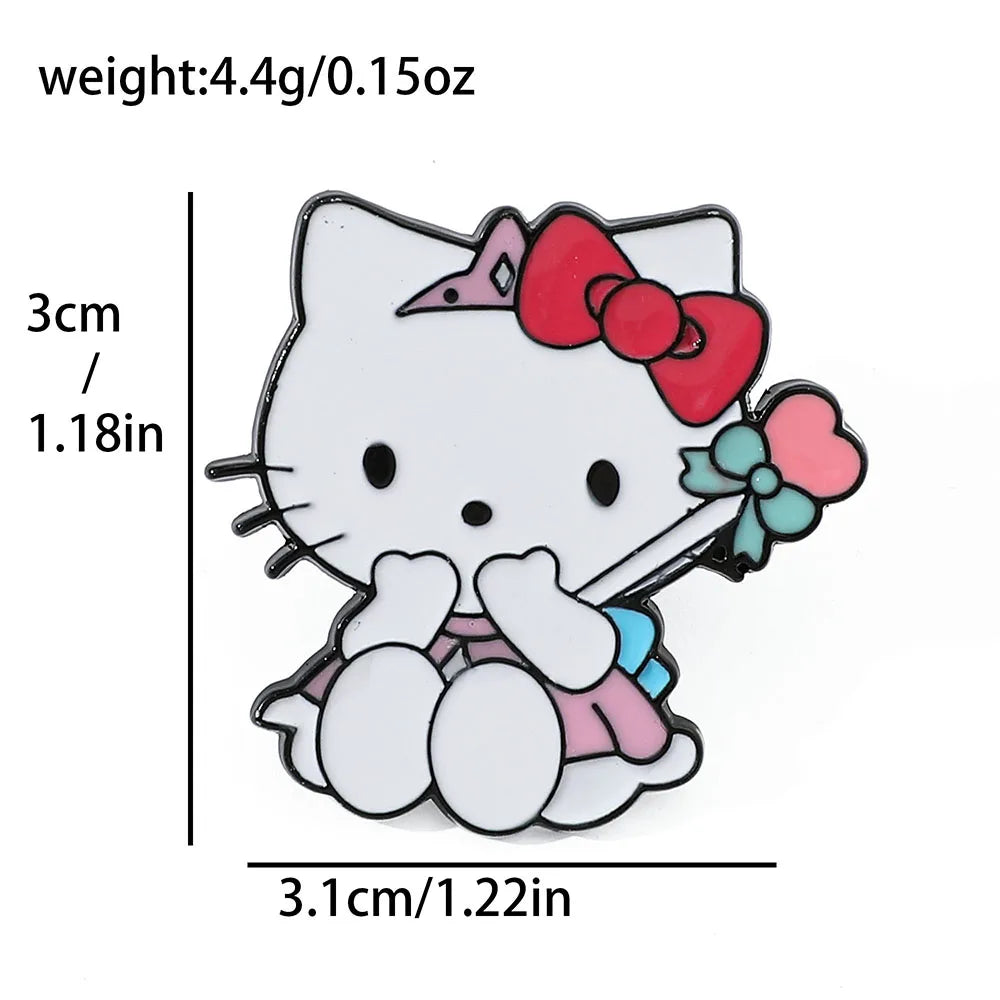 5 Pcs Cute cartoon Soft Cute kt Cat Brooch Sanrio Metal Badge Cute Cat Alloy Drop Oil Pin accessory