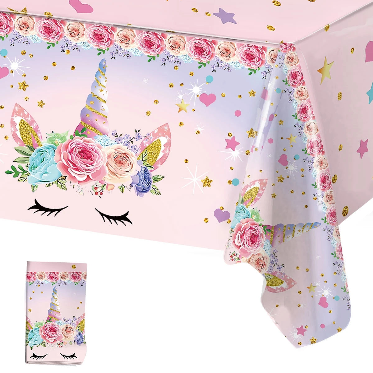 Rainbow Unicorn PE Tablecloth Happy Unicorn Theme Birthday Party Decorations Kids Favors Table Cover Girls Baby Shower Supplies