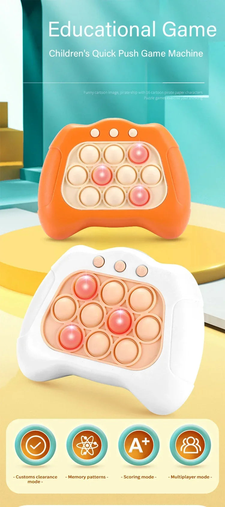 Quickly Pop It Game Children Anti-Stress Toys Funny Creative Hands on Training Decompressio Electronic Toys for kids Adult