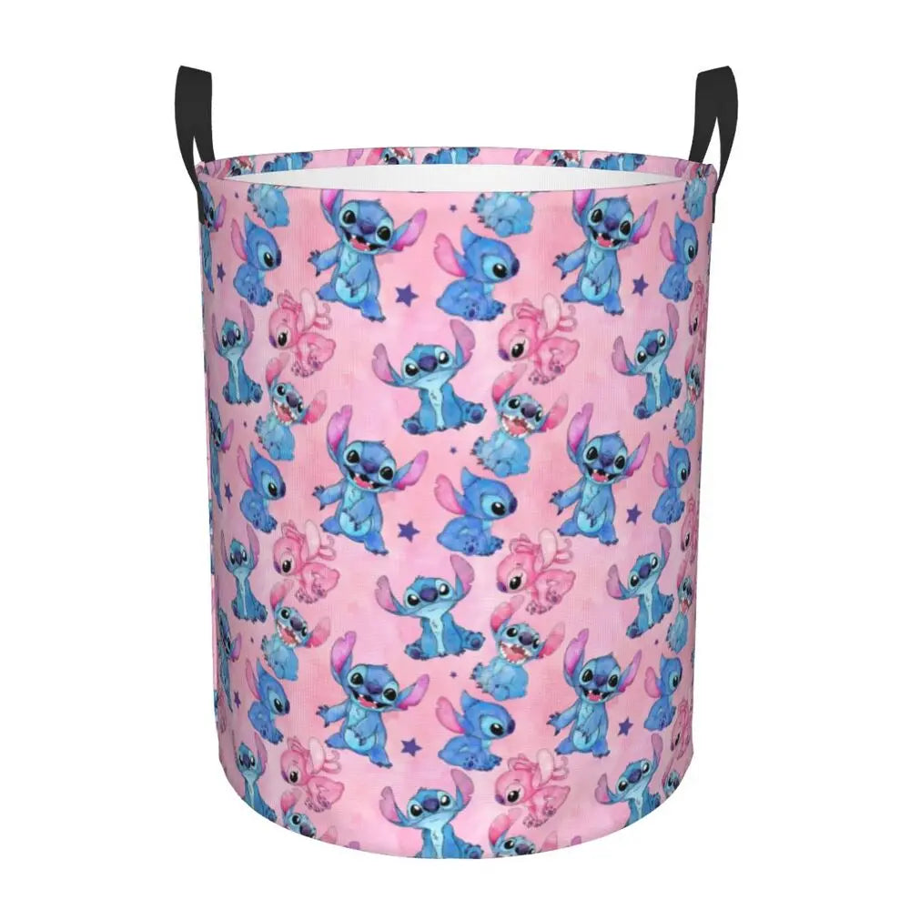 Customized SLilo And Stitch Cartoon Laundry Hamper Large Storage Basket Anime Kids Nursery Toy Organizer