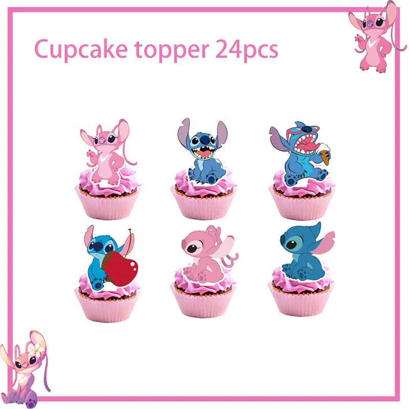Pink Lilo Stitch Birthday Party Decoration Stitch And Angel Birthday Party Decorations Tableware Plates Balloons Girls Toy Gifts
