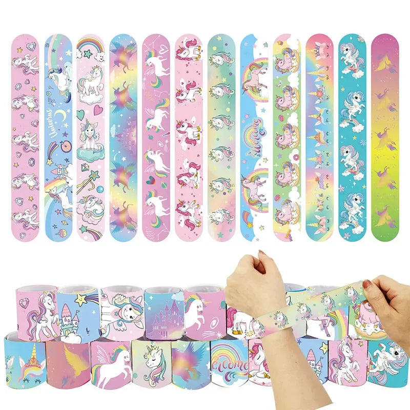 10pcs Rainbow Unicorn Parti Slap Bracelets Gift Rainbow Unicorn Bracelets Girls Happy Rainbow Unicorn Theme Birthday Party Decor