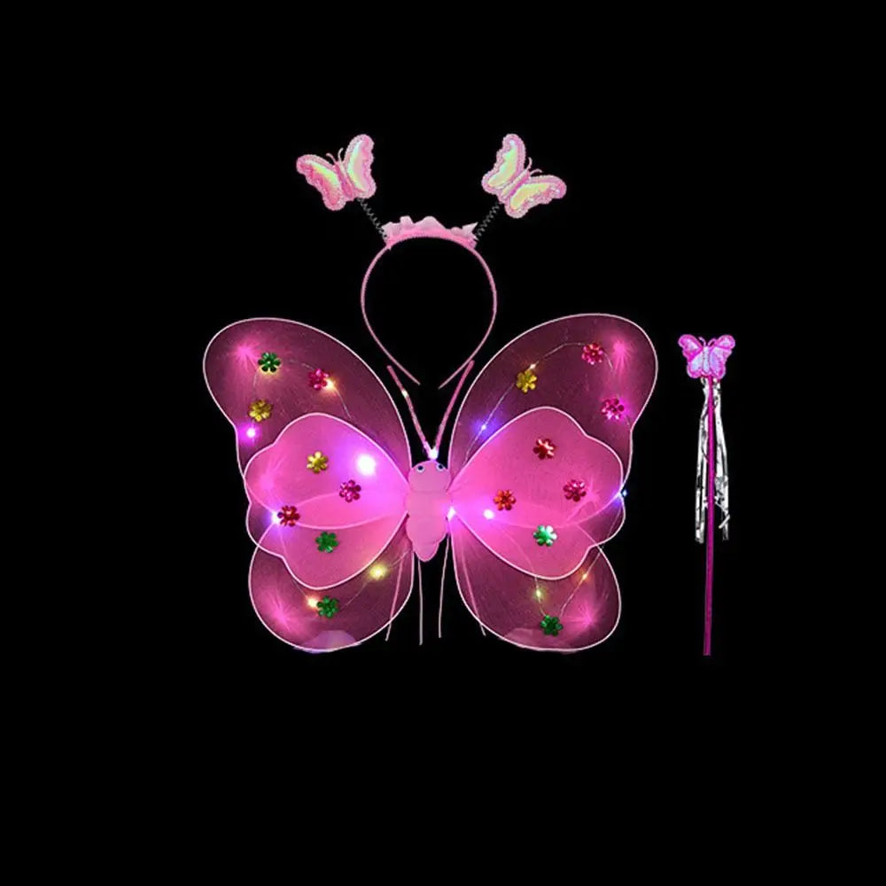 LED Children Costume Props Girls Skirts Angel Luminous Wings Flashing Butterfly Skirt Lights Suit 2-8year Easter Valentines Day