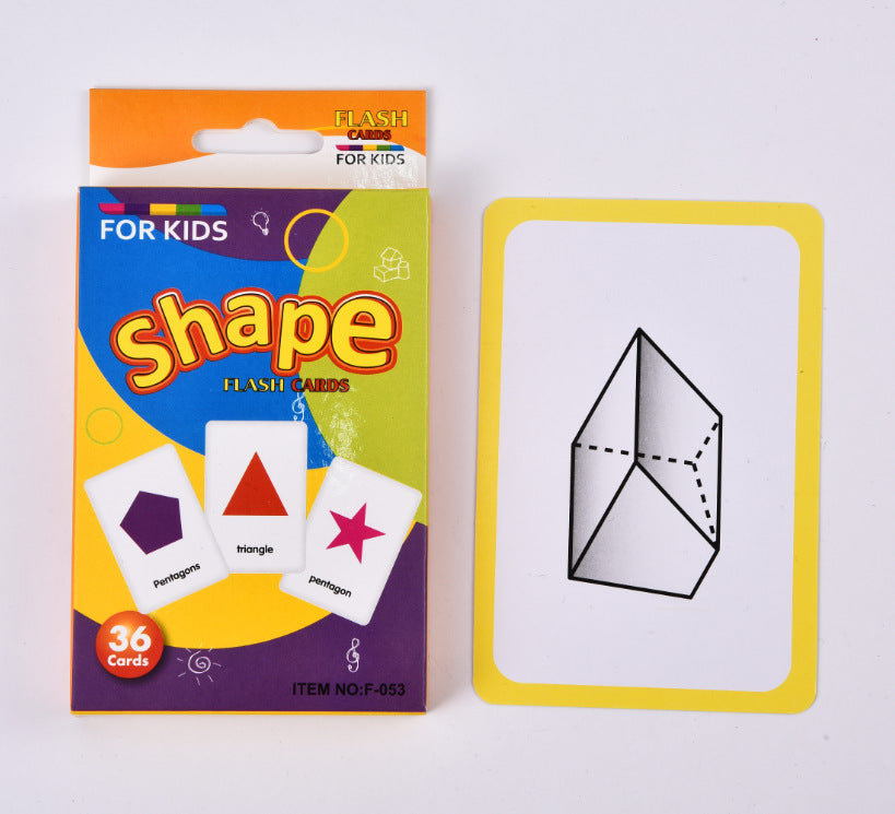 36Pcs Kids Cognition Card Shape Animal Color Teaching Baby English Learning Word Card Education Toys Montessori Material Gift
