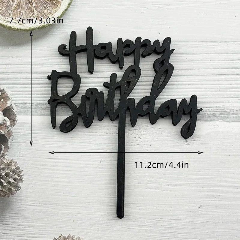 10 Pcs Acrylic Happy Birthday Cake Topper Pink Gold Silver Acrylic Kids Men Women Cake Decorations for Baby Shower Gift Supplies