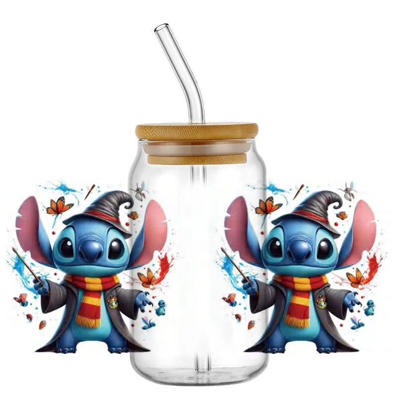 Miniso Stitch Baseball 16OZ UV DTF Cup Wraps Transfer Sticker For Glass Libbey Can Bottle waterproof DIY Custom