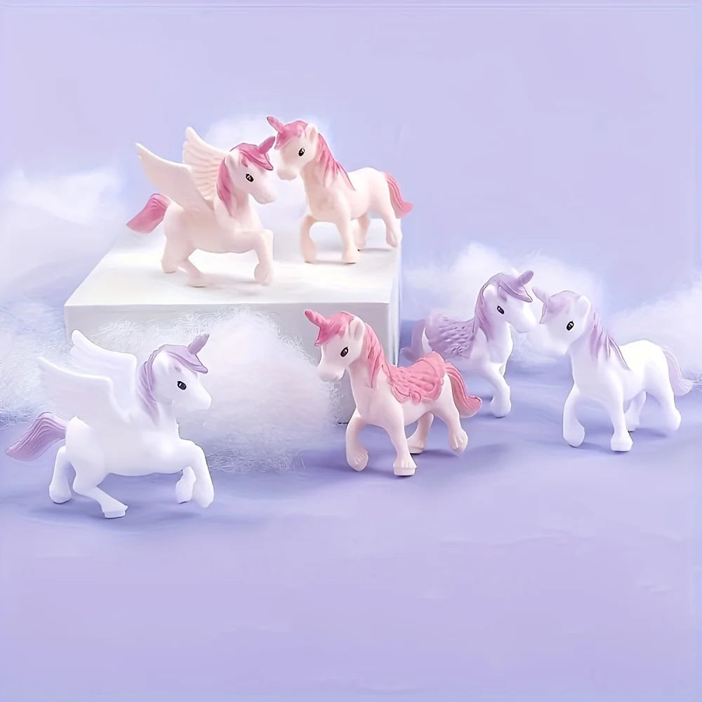 3/6pcs Mini Unicorn Cake Decoration set, Plastic Materia,Girl Birthday Party Supplies,Purple & Pink Unicorn Cake Topper