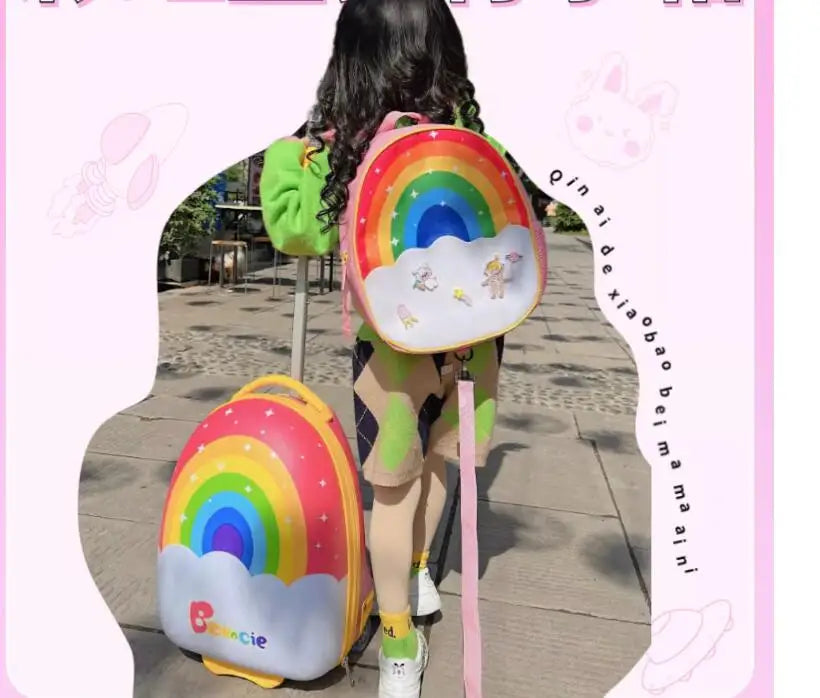 Children's 16 inch Luggage Suitcase Set Backpack Girls Cartoon Travel Trolley Luggage Bag For boys Boarding Suitcase For Kids