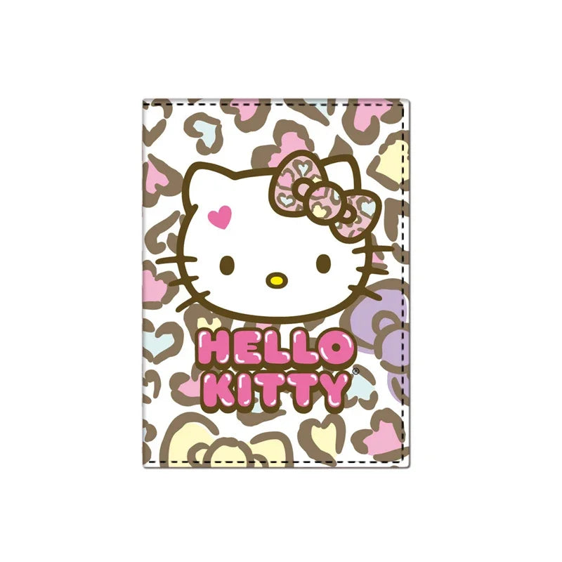 Lovely Hello Kitty PU Passport Cover Cartoon Print Girls Boys ID Card Holder Travel Ticket Passport Case