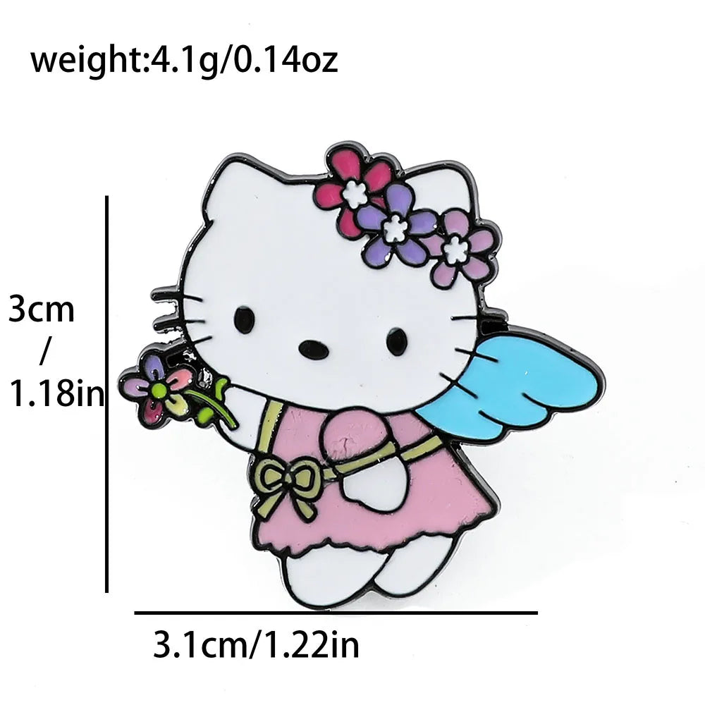 5 Pcs Cute cartoon Soft Cute kt Cat Brooch Sanrio Metal Badge Cute Cat Alloy Drop Oil Pin accessory