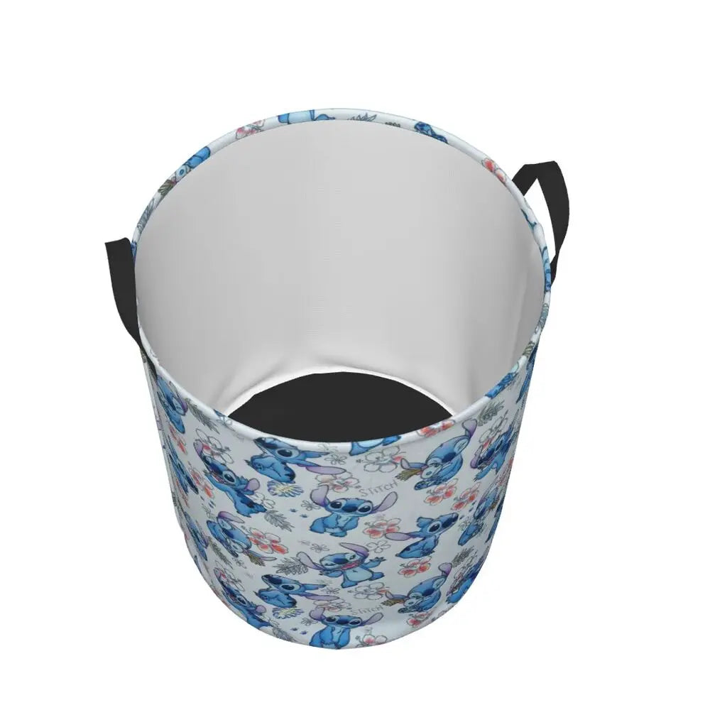 Customized SLilo And Stitch Cartoon Laundry Hamper Large Storage Basket Anime Kids Nursery Toy Organizer