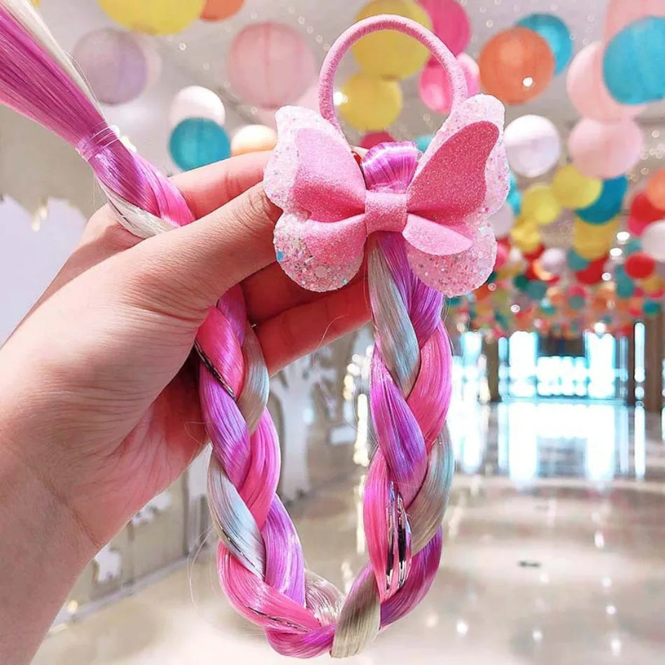 Princess Braid Unicorn Rainbow Hairpiece Cosplay Braided Wigs for Elsa Dress Up Set for Toddler Girls Party Wedding Birthday