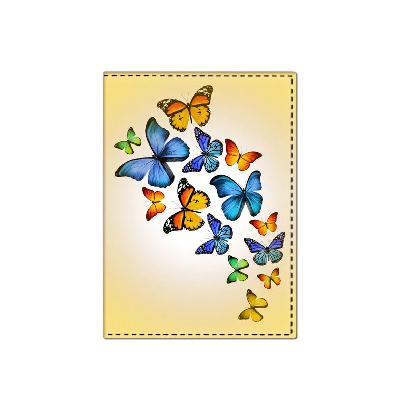 Beautiful Butterfly Passport Cover Girls Flower Travel Passport Holder PU Leather Women Credit Card Wallet Ticket Bag Passports