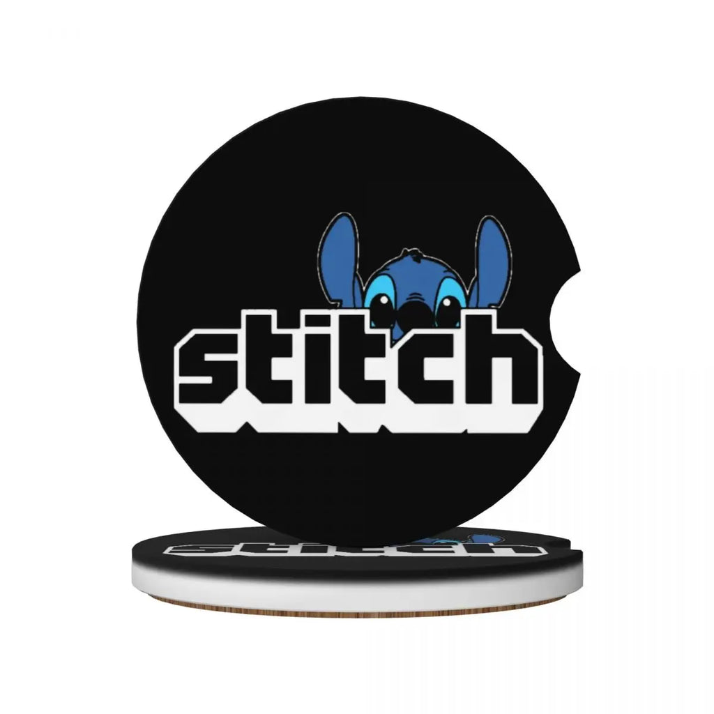 Kawaii Stitch Cartoon Car Cup Coaster 2PCS Universal Cup Holders Embedded in Ornaments Coaster Car Interior Accessories