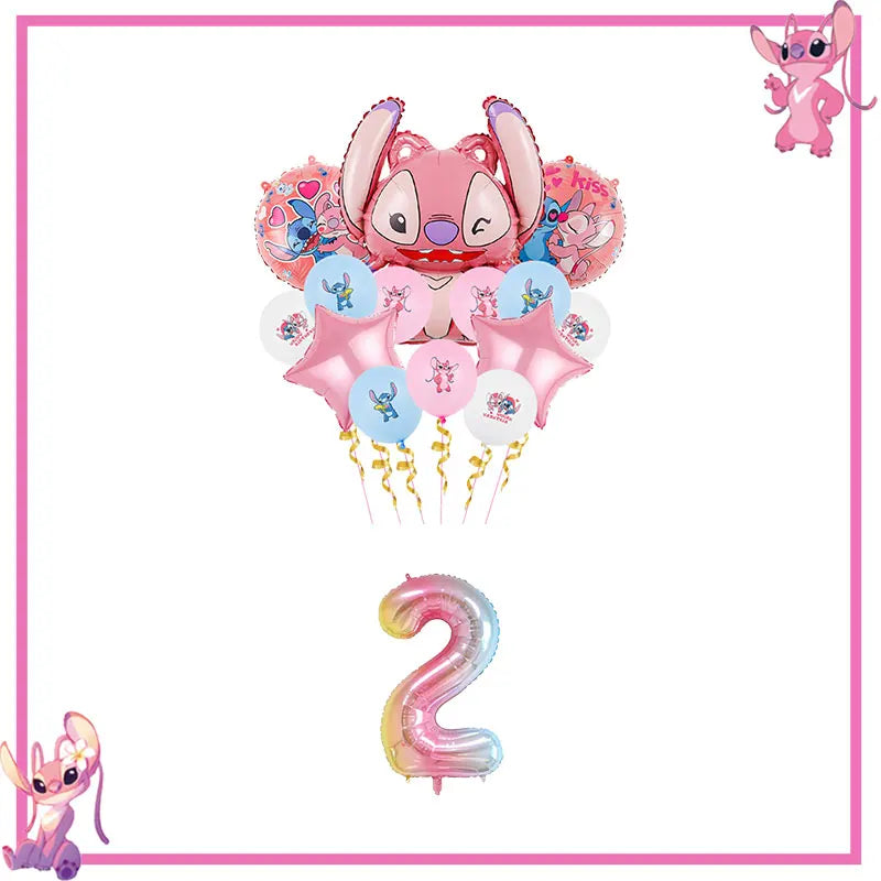 Pink Lilo Stitch Birthday Party Decoration Stitch And Angel Birthday Party Decorations Tableware Plates Balloons Girls Toy Gifts
