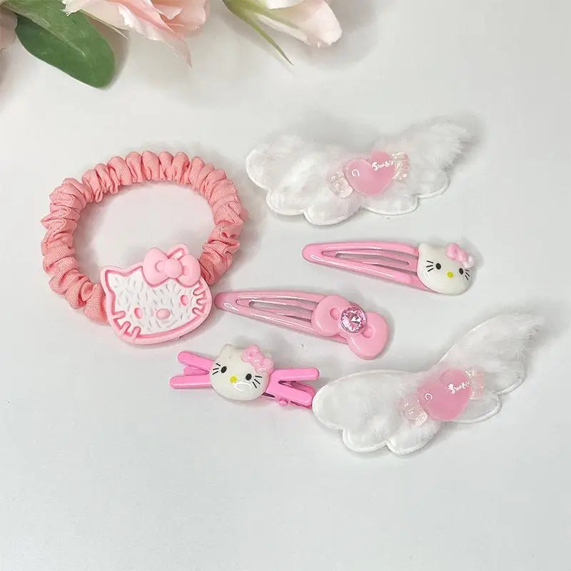 19Pcs Suit Hello Kitty Hair Clip Hairpin for Girls Children's Cinnamoroll Hello Kitty Accessories Hairpin Bb Clip Girls Gifts