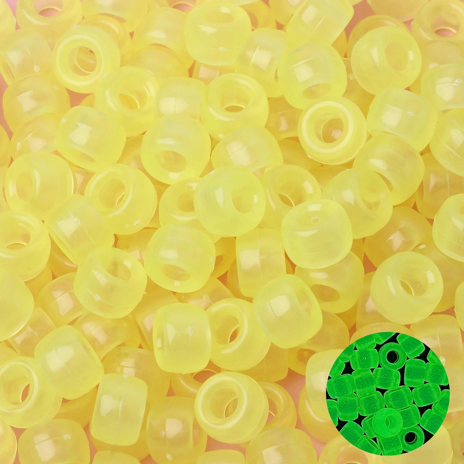 100pcs Luminous Pony Beads 6x9mm Acrylic Beads Big Hole Spacer Beads For Diy Craft Jewelry Charms Bracelets Making Hair Supplies